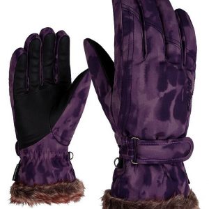 Ziener Damen Ski handschuhe KiM Lila Purple Print 7,5 Ladies Glove ThermoShield