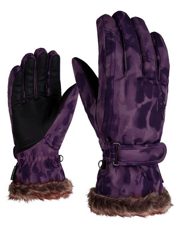 Ziener Damen Ski handschuhe KiM Lila Purple Print 7,5 Ladies Glove ThermoShield