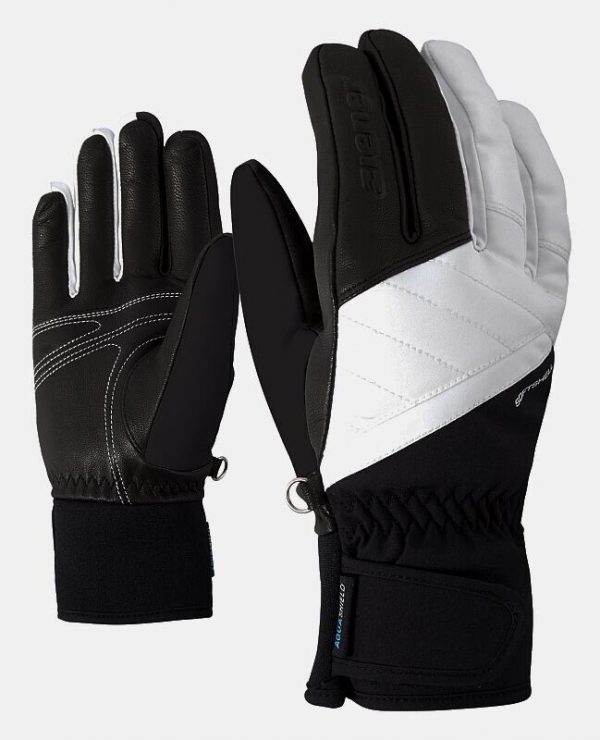 Ziener Damen Ski Handschuhe KASADA AS 7,5 Schwarz Weiss Gloves AquaShield Black