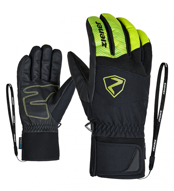 Ziener Herren Ski Handschuhe GiNX AS AW 7,5 Schwarz Grun AquaShield Mens Wool