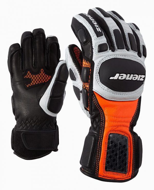 Ziener Junior Renn Skihandschuhe LEXO 5,5 Orange Weiss 9 134 Kids Race Gloves