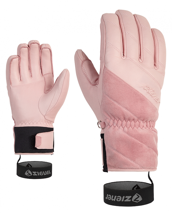 Ziener Damen Ski Handschuhe KUMA AS 7,5 Rosa Pink Rose Gloves AquaShield Leder