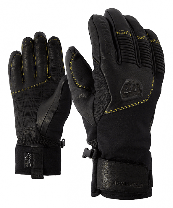 Ziener Herren Ski Handschuhe GANZENBERG AS AW 8,5 Schwarz Black AquaShield Wool